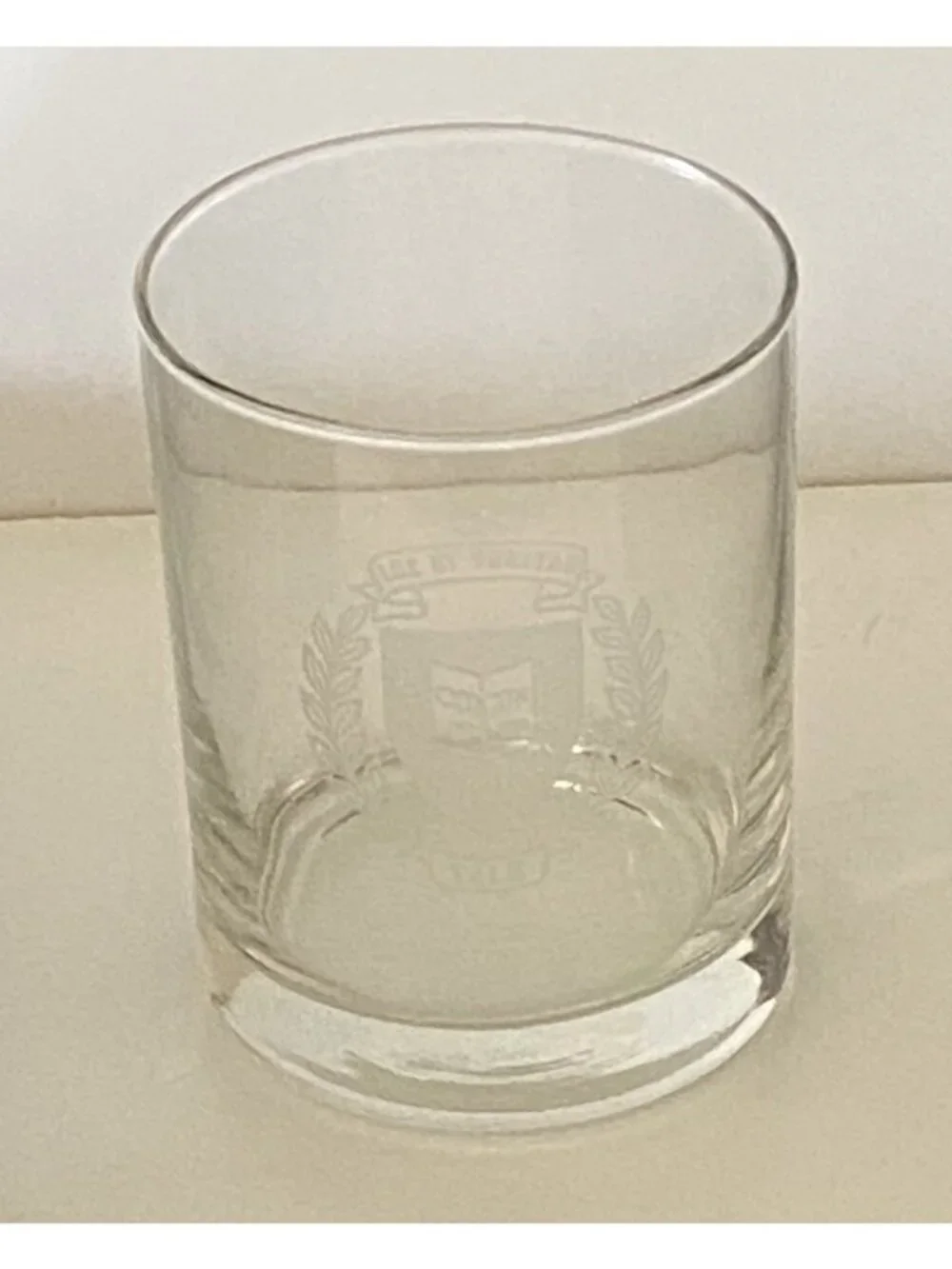 Yale University Etched Lowball Tumbler Glass - Lux et Veritas Crest Replacement